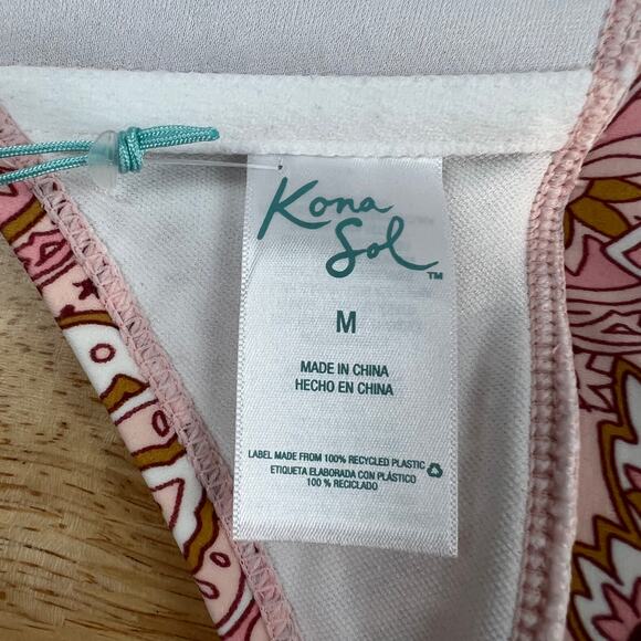 Kona Sol Women's Pink Paisley Print Bandeau Bikini Top - Size Medium - NWT - Picture 2 of 10
